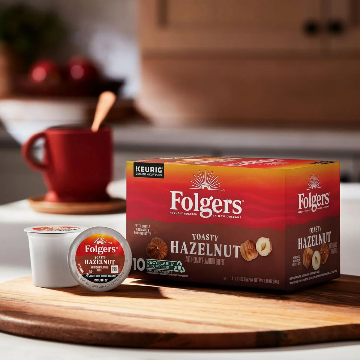 Folgers Toasty Hazelnut Artificially Flavored Coffee, K-Cup Pods, 60 Count