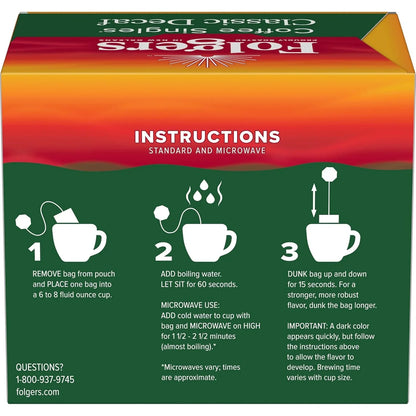 Folgers Classic Decaf Instant Coffee Singles, Medium Roast, 19 Count