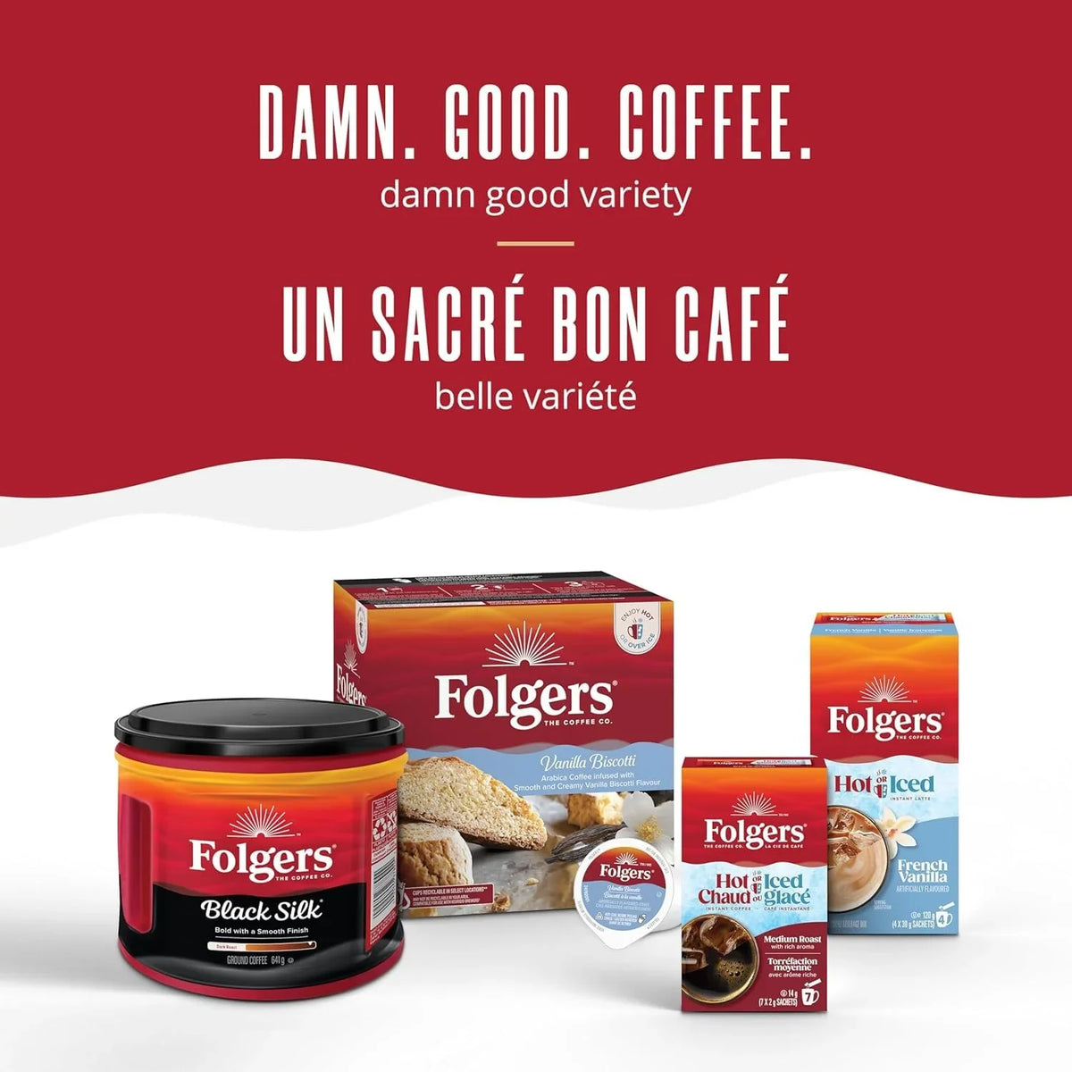 Folgers Vanilla Biscotti Coffee K-cups, 30 Count, 270g/9.5 oz. Box (Imported from Canada)