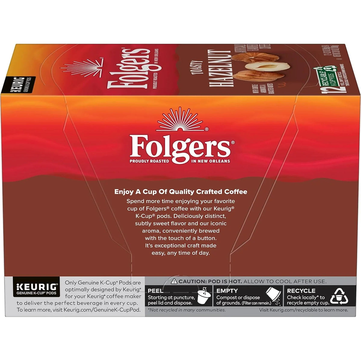 Folgers Toasty Hazelnut Flavored Coffee, 72 Keurig K-Cup Pods