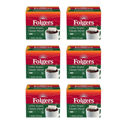 Folgers Coffee Singles Medium Roast Decaf Coffee Bags, 19 Count (Pack of 6)