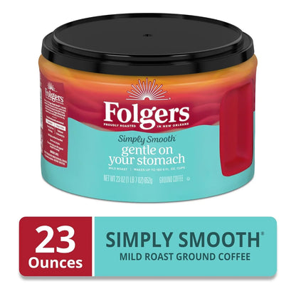 Folgers Simply Smooth Ground Coffee, Mild Roast, 23 Ounce Canister (Pack of 3)