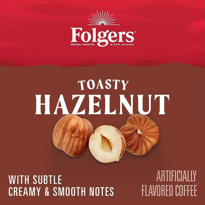 Folgers Toasty Hazelnut Artificially Flavored Coffee, K-Cup Pods, 10 Count