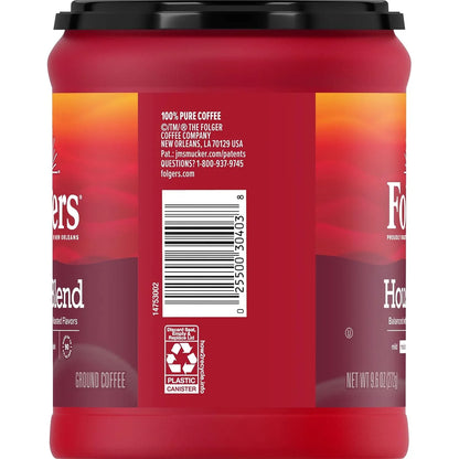 Folgers House Blend Ground Coffee, Medium Roast, 9.6 Ounce