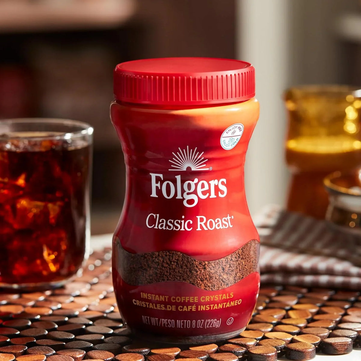 Folgers Classic Roast Instant Coffee, 8 Oz. Jar