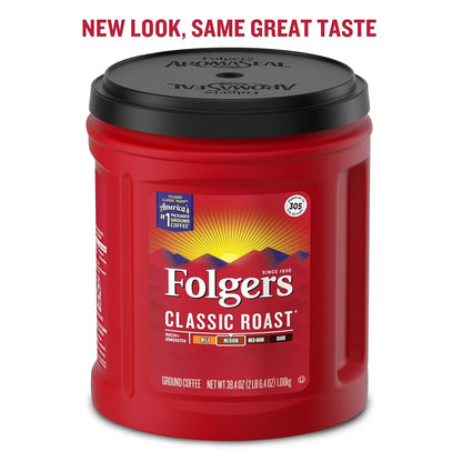 Folgers Classic Roast Medium Roast Ground Coffee, 38.4 Ounces