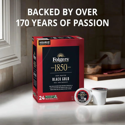 Folgers 1850 Black Gold Coffee, Keurig K-Cup Pods, 60 Count