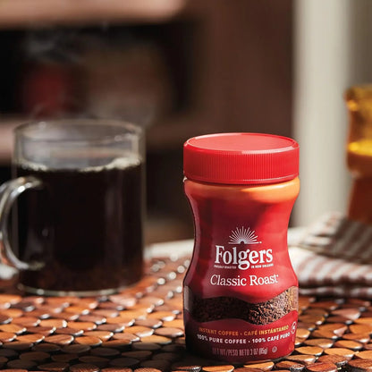 Folgers Classic Roast Instant Coffee, 12 oz Jar