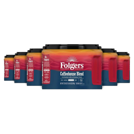 Folgers Coffeehouse Blend Ground Coffee, 6 (22.6-Oz.) Canisters
