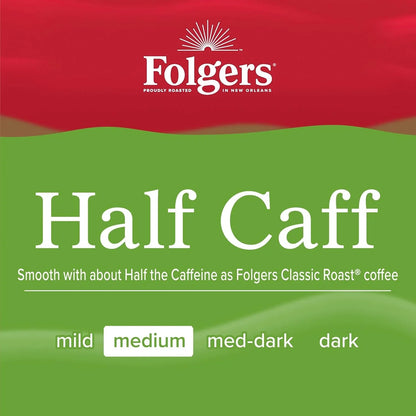 Folgers Half Caff Medium Roast Coffee, Keurig K-Cup Pods, 10 Count Box
