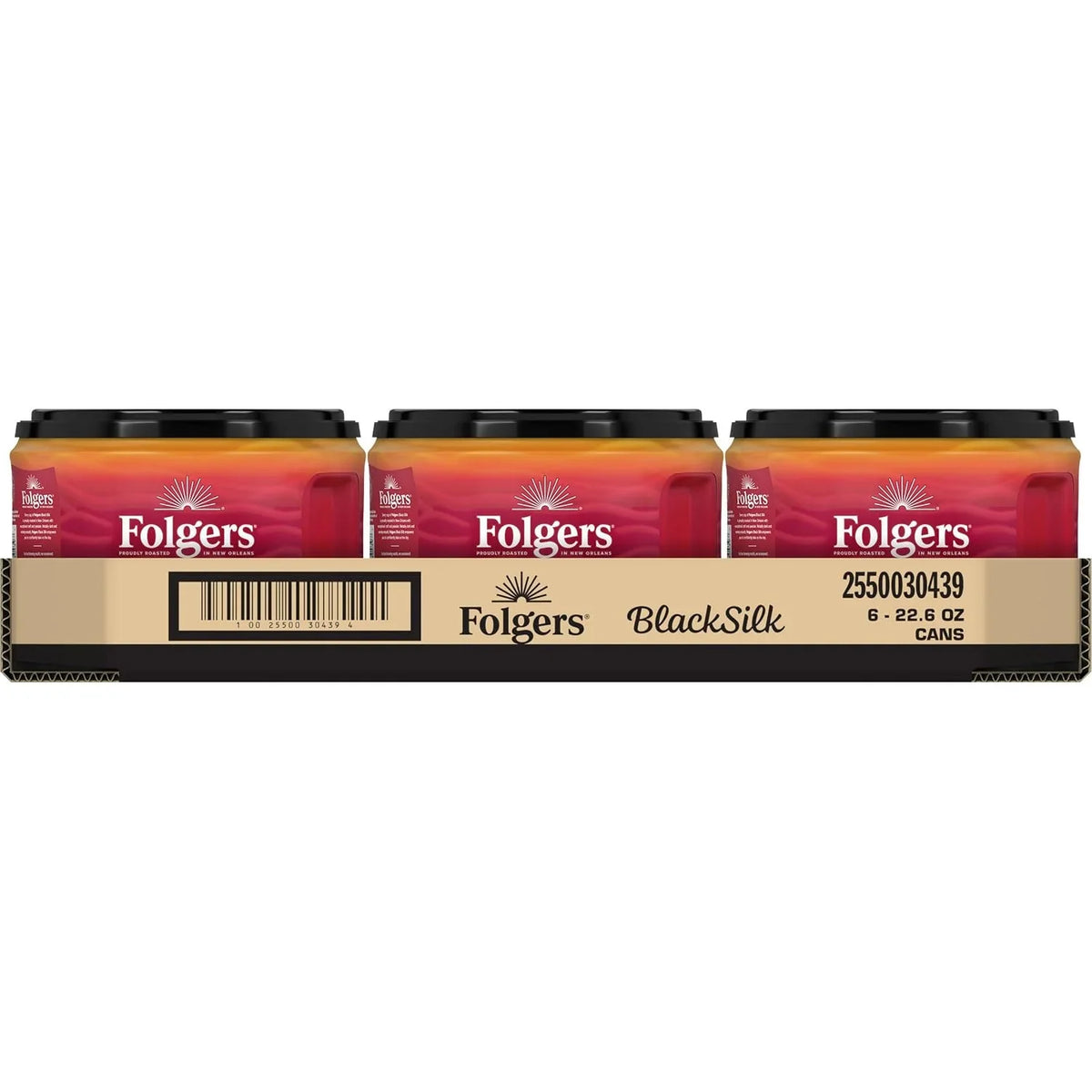 Folgers Black Silk Ground Coffee, Dark Roast, 22.6 Oz. Canister (Pack of 6)