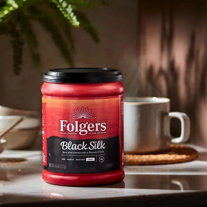 Folgers Black Silk Dark Roast Coffee, 9.6 Ounces (Pack of 6)