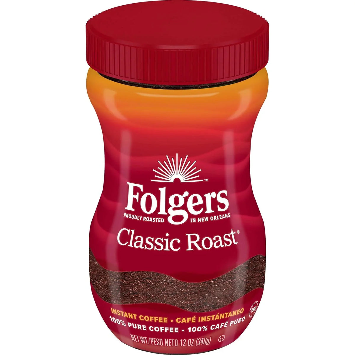 Folgers Classic Roast Instant Coffee, 12 Oz. Jar