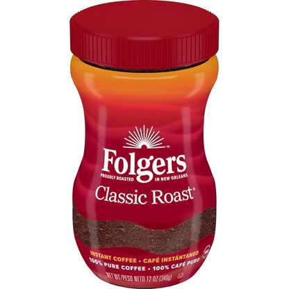 Folgers Classic Roast Instant Coffee, 12 Oz. Jar