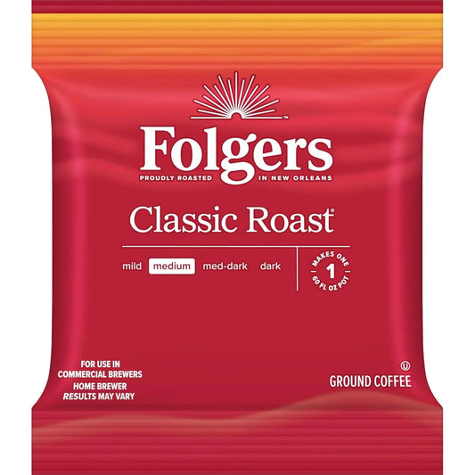 Folgers Classic Roast Medium Roast Ground Coffee, 42-1.5 Ounce Fraction Packets, frac Packs
