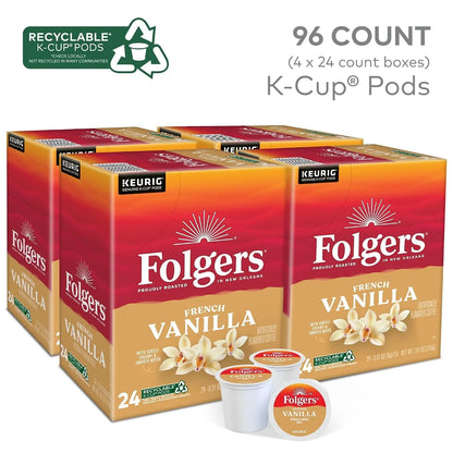 Folgers Vanilla Biscotti Flavored Coffee, 96 Keurig K-Cup Pods