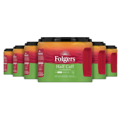 Folgers Half Caff Medium Roast Coffee, 22.6 Oz. Canister (Pack of 6)