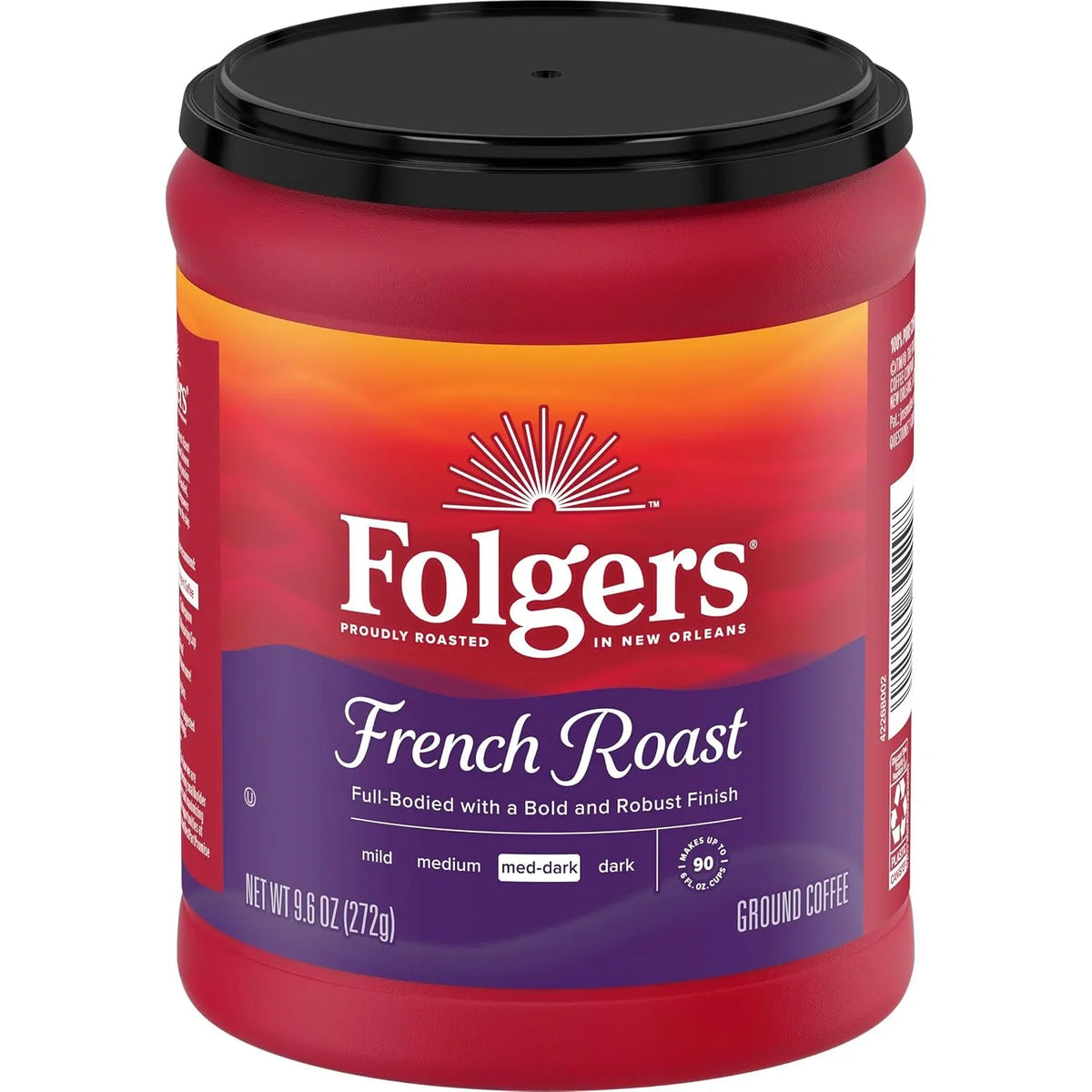 Folgers French Roast Ground Coffee, Medium-Dark, 6 (9.6 Oz.) Canisters