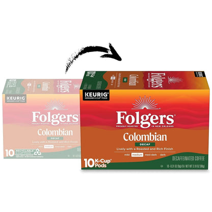 Folgers Colombian Decaf Coffee, Medium Roast, Keurig K-Cup Pods, 60 Count