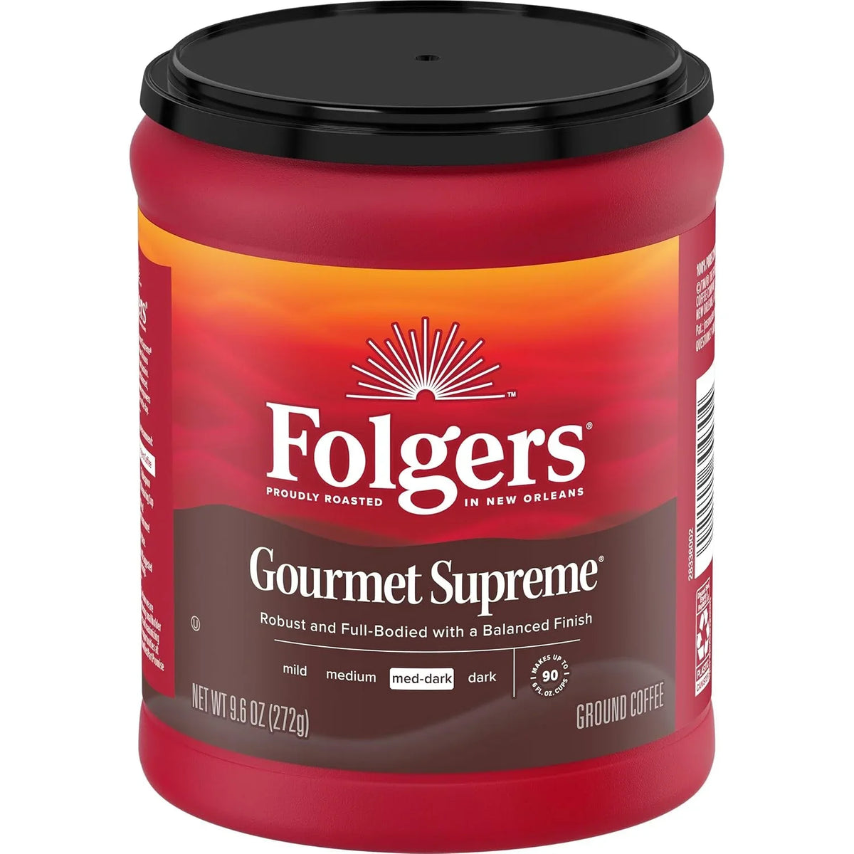 Folgers Gourmet Supreme Ground Coffee, Medium-Dark, 6 (9.6 Oz.) Canisters