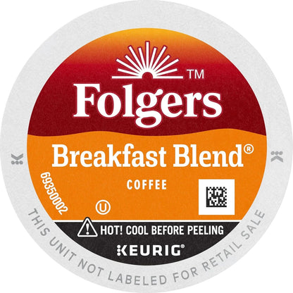 Folgers Breakfast Blend Coffee, Mild Roast, Keurig K-Cup Pods, 12 Count