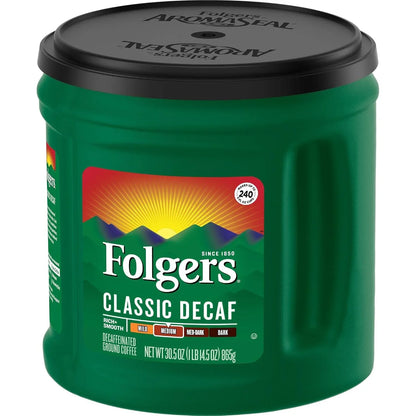 Folgers Classic Decaf Medium Roast Ground Coffee, 30.5 Ounces (Pack of 6)