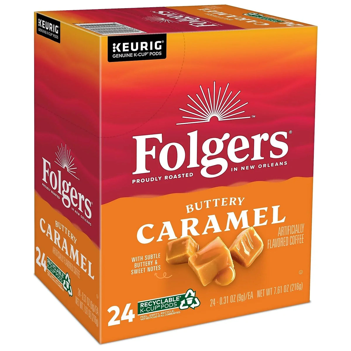Folgers 6680 Caramel Drizzle Coffee K-Cups, 24/box