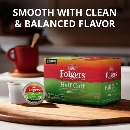 Folgers Half Caff Coffee, Medium Roast, Keurig K-Cup Pods, 60 Count