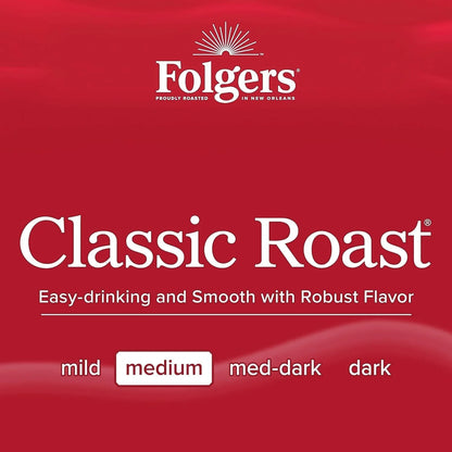 Folgers Classic Roast Ground Coffee, Medium Roast, 6 (33.7-Oz.) Canisters