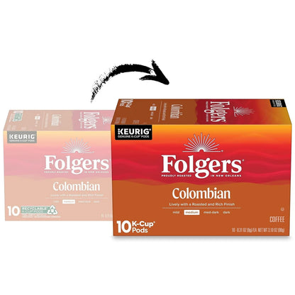 Folgers Colombian Coffee, Medium Roast, Keurig K-Cup Pods, 60 Count