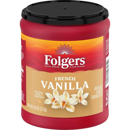 Folgers French Vanilla Artificially Flavored Ground Coffee, 6 Canisters