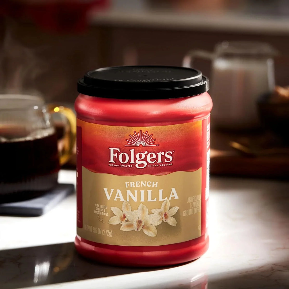 Folgers French Vanilla Artificially Flavored Ground Coffee, 9.6 Oz.