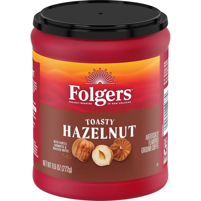Folgers Toasty Hazelnut Artificially Flavored Ground Coffee, 6 Canisters