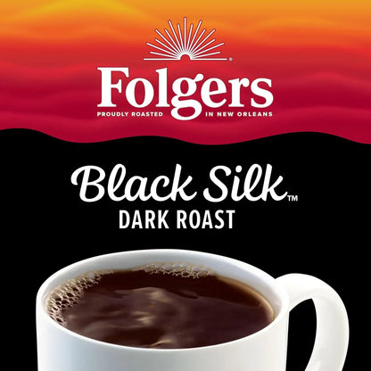 Folgers Black Silk Instant Coffee, Dark Roast, 6 Jars