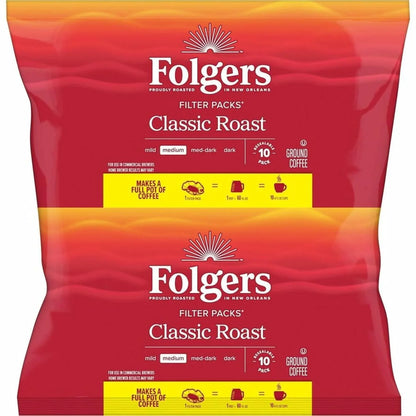 Folgers Classic Roast Coffee Filter Packs, 0.9 Oz, Box Of 40 Packs